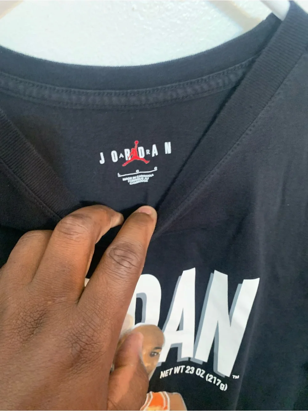 Jordan Black Tee with Red Jumpman and White Lettering